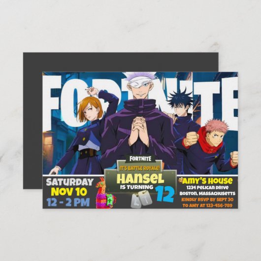 Spelthema uitnodiging (Voorkant / Achterkant)