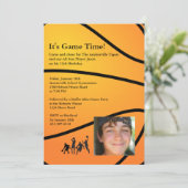 Speltijd Foto Basketball Uitnodiging (Staand voorkant)