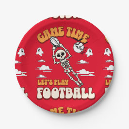 Speltijd Let's Play Football Halloween Funny Papieren Bordje