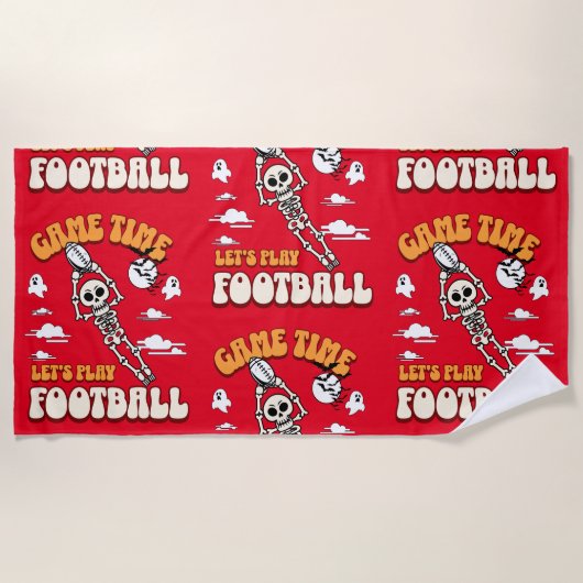 Speltijd Let's Play Football Halloween Funny Strandlaken (Voorkant)