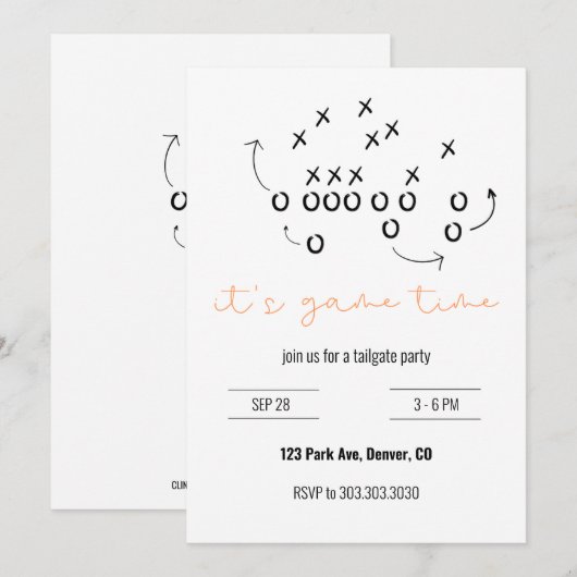 Speltijd Tailgate Party uitnodiging (Voorkant / Achterkant)