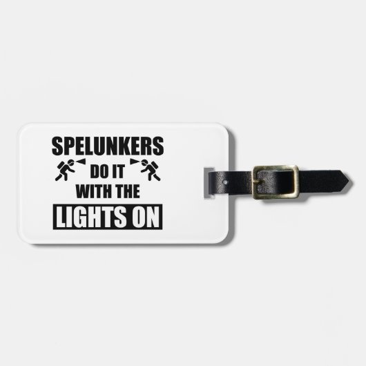 Spelunkers doen het met licht erop bagagelabel (Voorkant horizontaal)