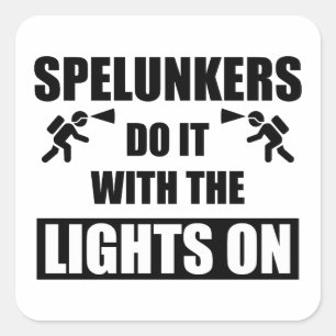 Spelunkers doen het met licht erop vierkante sticker