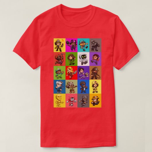 Spelunky 2 Alle tekenpatronen T-shirt (Design voorkant)