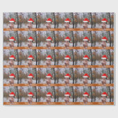 Spelwagen die een deer Sporting Santa Hat oppakt Cadeaupapier (Vlak)