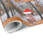 Spelwagen die een deer Sporting Santa Hat oppakt Cadeaupapier (Rol Hoek)