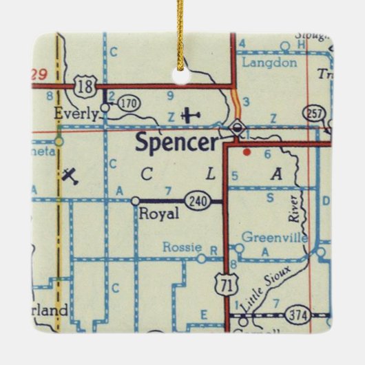 Spencer IA  Map Keramisch Ornament (Achterkant)