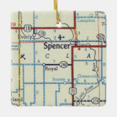 Spencer IA  Map Keramisch Ornament (Voorkant)