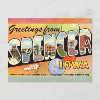 Spencer Iowa Vintage Travel Briefkaart