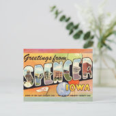Spencer Iowa Vintage Travel Briefkaart (Staand voorkant)