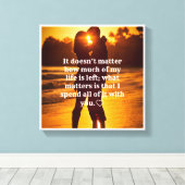 Spend My Life With You" Romantic Sunset Quote Canvas Afdruk (Insitu (Houten vloer))