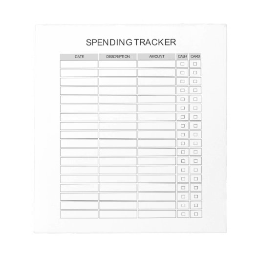 Spending Tracker Notitieblok (Voorkant)
