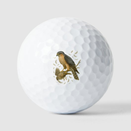 Sperber im Wald – Überraschungsangriff auf Spatz Golfballen (Voorkant)
