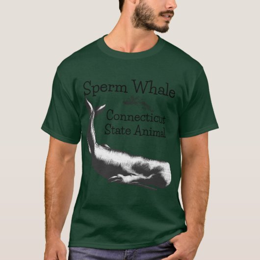 Sperm Whale Connecticut State Animal Line Drawing  T-shirt (Voorkant)