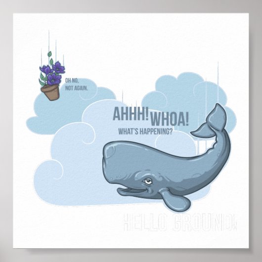 Sperm Whale en Bowl van Petunias Poster (Voorkant)