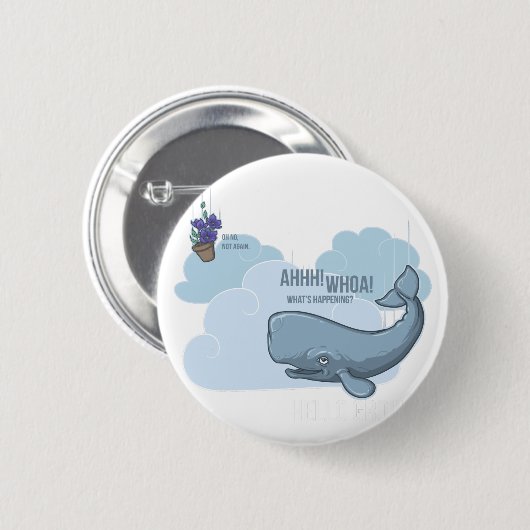 Sperm Whale en Bowl van Petunias Ronde Button 5,7 Cm (Voorkant /achterkant)