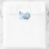 Sperm Whale en Bowl van Petunias Vierkante Sticker (Tas)