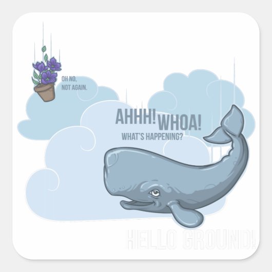 Sperm Whale en Bowl van Petunias Vierkante Sticker (Voorkant)