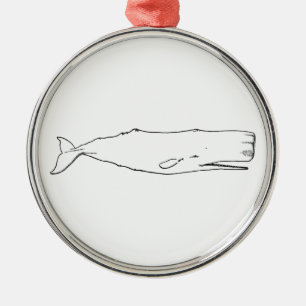 Sperm Whale (lijnkunst) Metalen Ornament