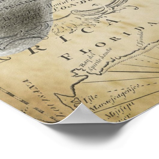 Sperm Whale  Nautical Map Deel1 Poster (Hoek)