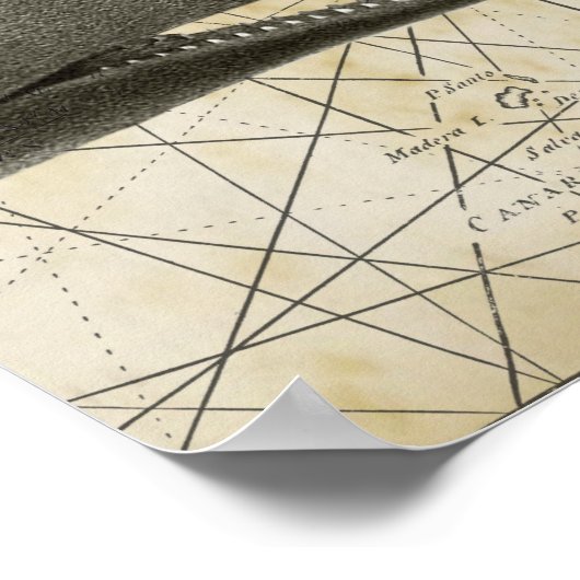 Sperm Whale  Nautical Map Deel3 Poster (Hoek)