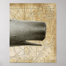 Sperm Whale  Nautical Map Deel3 Poster