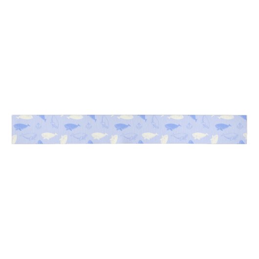 Sperm Whale Pattern (Blue) Grosgrain Ribbon Lint (Voorkant)