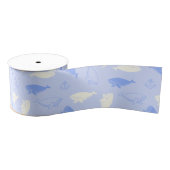 Sperm Whale Pattern (Blue) Grosgrain Ribbon Lint (Spoel)