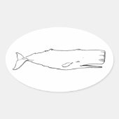 Sperma Whale (lijnkunst) Ovale Sticker (Voorkant)