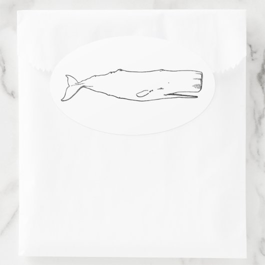 Sperma Whale (lijnkunst) Ovale Sticker (Tas)