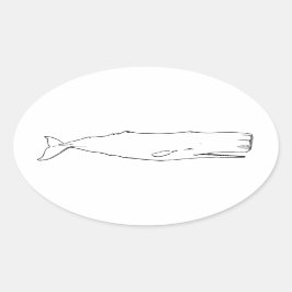 Sperma Whale (lijnkunst) Ovale Sticker