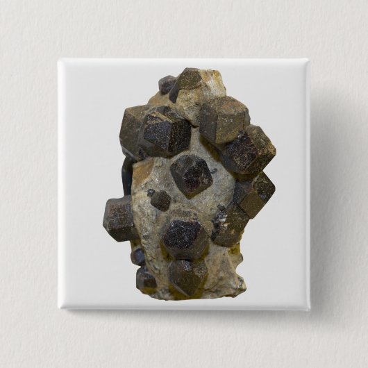 Spessartite in Matrix Vierkante Button 5,1 Cm (Voorkant)