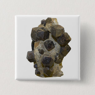 Spessartite in Matrix Vierkante Button 5,1 Cm