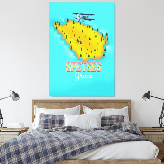 Speters Reisposter op kaart Griekse eilanden Canvas Afdruk (Insitu (Slaapkamer))