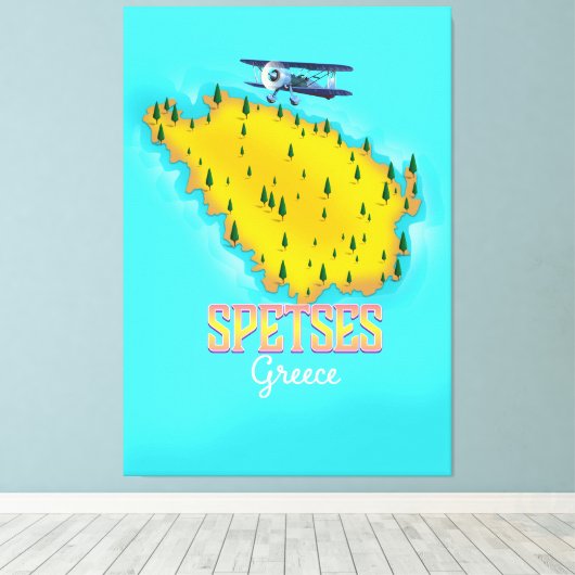 Speters Reisposter op kaart Griekse eilanden Canvas Afdruk (Insitu (Houten vloer))