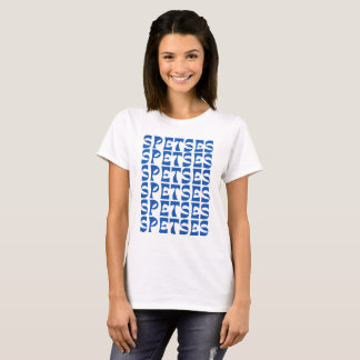 SPETSES Blauw Tekstpatroon T-shirt