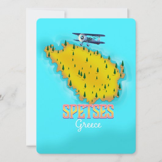 Spetses Grieks eiland kaart reisposter (Voorkant)