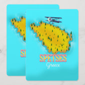Spetses Grieks eiland kaart reisposter (Voorkant / Achterkant)