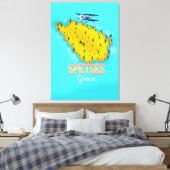 Spetses Grieks eiland kaart reisposter Canvas Afdruk (Insitu (Slaapkamer))