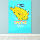 Spetses Grieks eiland kaart reisposter Canvas Afdruk (Insitu (Houten vloer))