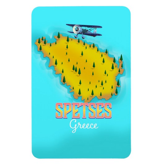 Spetses Grieks eiland kaart reisposter Magneet (Verticaal)