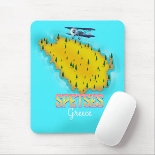 Spetses Grieks eiland kaart reisposter Muismat