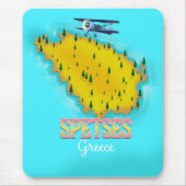 Spetses Grieks eiland kaart reisposter Muismat (Voorkant)