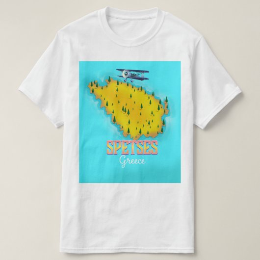 Spetses Grieks eiland kaart reisposter T-shirt (Design voorkant)