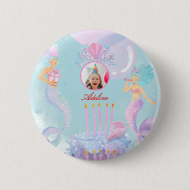 Spetter in een Zeemeermin Verjaardagsfeest! Ronde Button 5,7 Cm