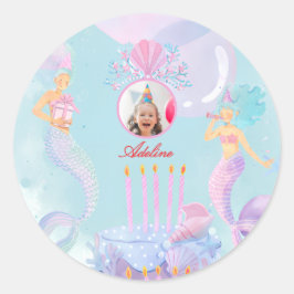 Spetter in een Zeemeermin Verjaardagsfeest! Ronde Sticker