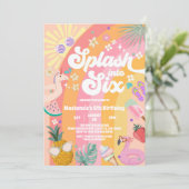 Spetter in zes zomer regenboog zon 6de verjaardag kaart (Staand voorkant)