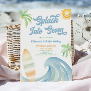 Spetter in Zeven Strand Surf 7de Verjaardagsfeestj Kaart