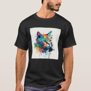 Spetter Maine Kun Kat Verf Spatten Kleurrijk Vrouw T-shirt