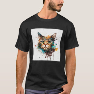 Spetter Maine Kun Kat Verf Spatten Kleurrijk Vrouw T-shirt